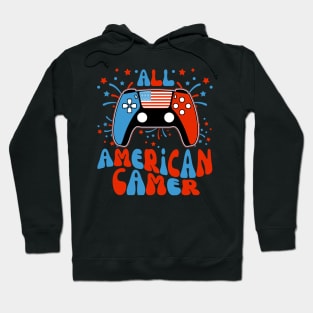 4th Of July boys kids men All American Gamer Flag Merica Hoodie